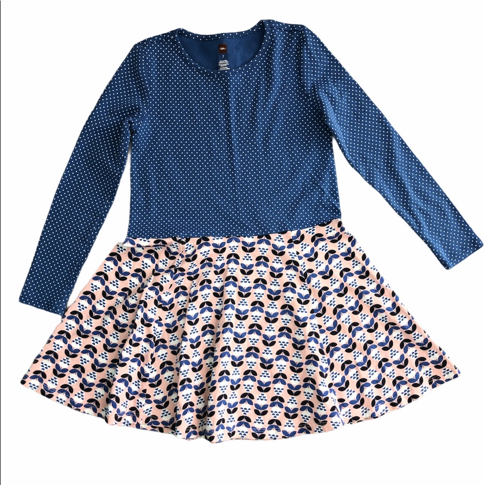 Tea polka dot floral girls Dress NWOT